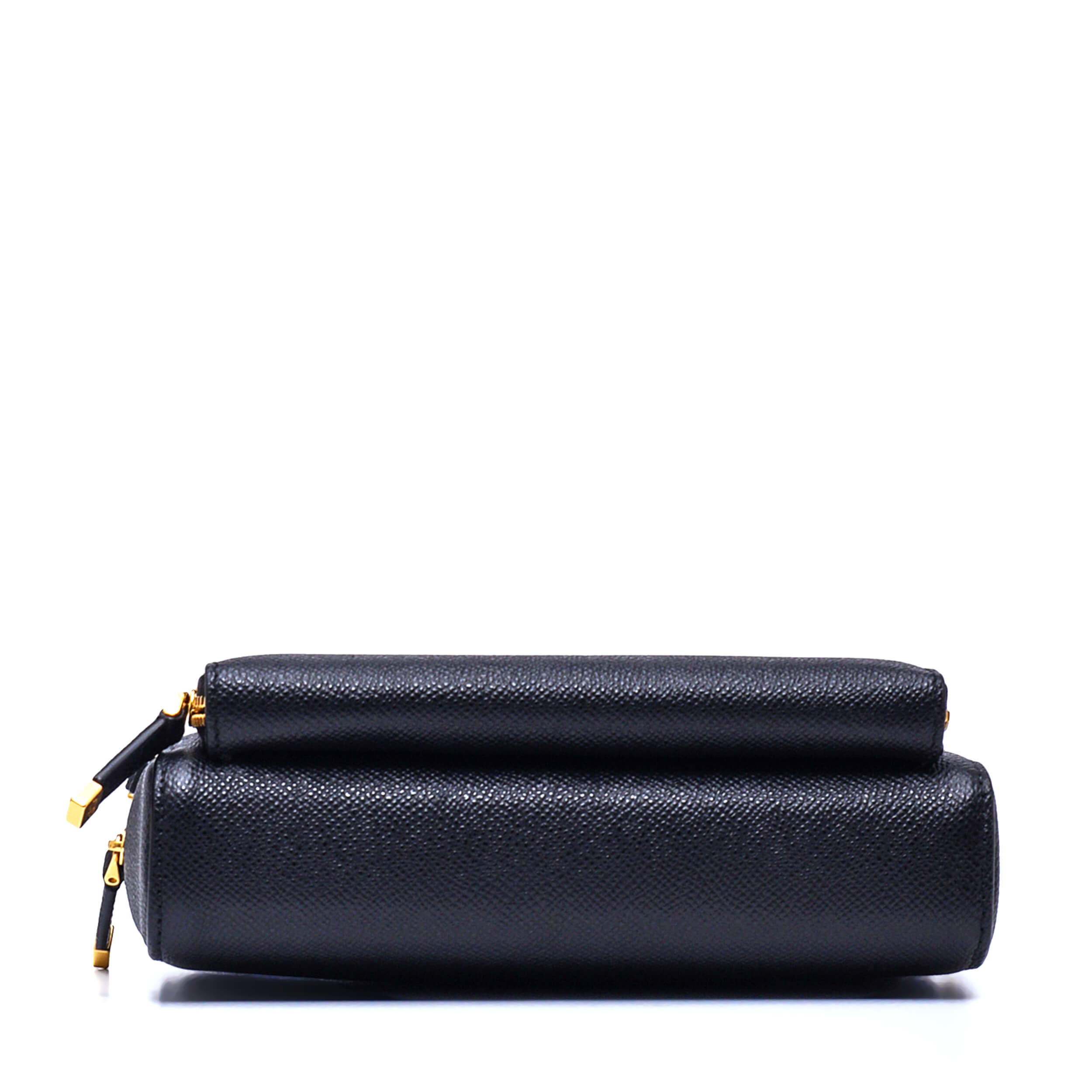 Christian Dior - Black Grained Calfskin Leather Double Pouch with Strap Bag